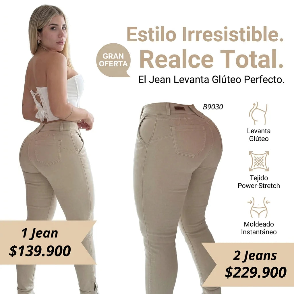 Jeans Poder Slim blanco hueso™ Levanta Glúteo + Control Abdomen