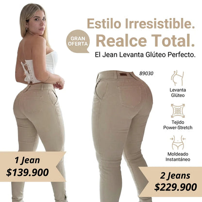 Jeans Poder Slim blanco hueso™ Levanta Glúteo + Control Abdomen